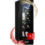 Klarstein Cave a Vin sur Pieds, Caves à Vin de 32L avec une Porte en Verre, Cave a Vins à Zone Unique, Bar Intérieur/Extérieur, Frigo vin, Cave a Vin de Vieillissement, Petite Cave à Vin 12 Bouteilles