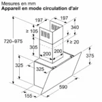 Hotte murale 60 cm Noir avec finition en verre, Noir DWK65DK60 – Image 3