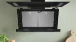 Hotte murale 90 cm Noir avec finition en verre, Noir DWK91LT60 – Image 14